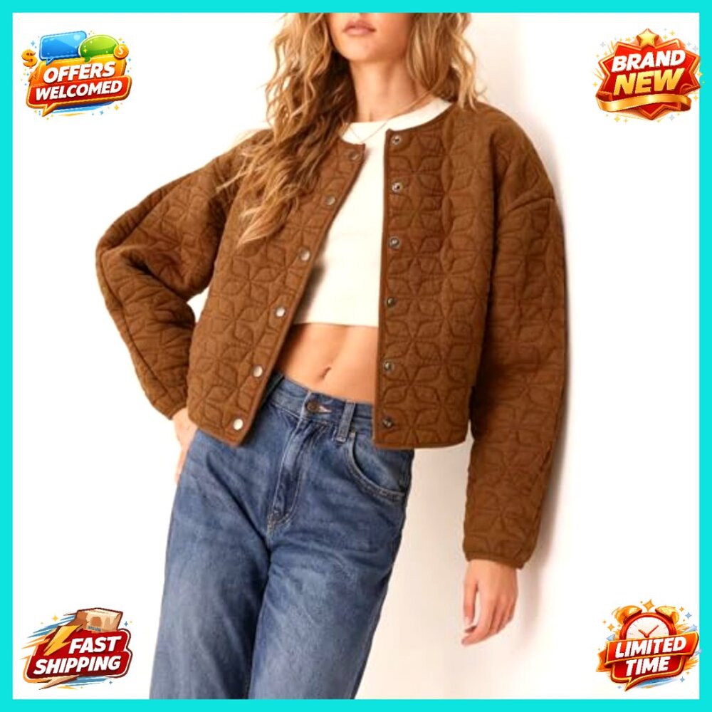 Quilted Lightweight Jacket Collarless Puffer Coat… - image 3